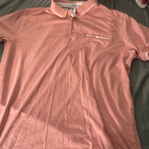 denim & flower light pink polo